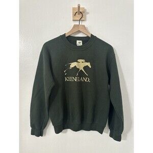 Vtg Keeneland Green Horse Racing Crewneck Sweatshirt Small Equestrian